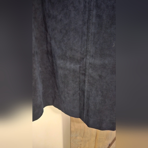 DEL MOD Al Cantara Vintage Navy Faux suede Long trench/dress coat.Size S/M - Picture 9 of 13